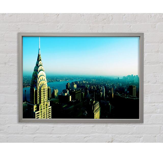 Nyc Empire State Blue - Single Picture Frame Art Prints on Canvas Bright Star Size: 84.1cm H x 118.9cm W x 3.3cm D on Productcaster.