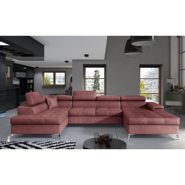 Ecksofa Geraci mit Bettfunktion Metro Lane Polsterfarbe: Rot, Ausrichtung: Links ausgerichtet on Productcaster.