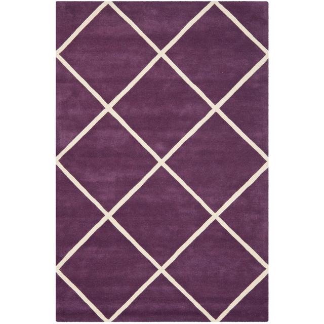 Vega Handmade Tufted Wool Purple Rug Canora Grey Rug Size: Rectangle 121 x 182cm on Productcaster.