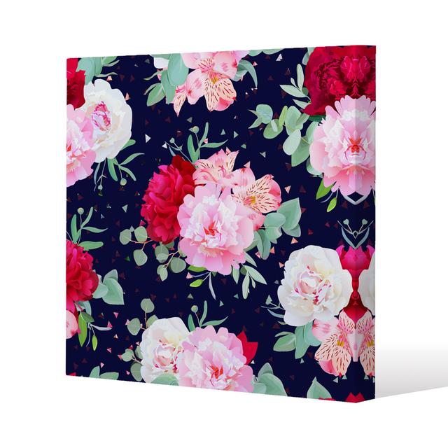 Roses On Navy Canvas Print Andrew Lee on Productcaster.