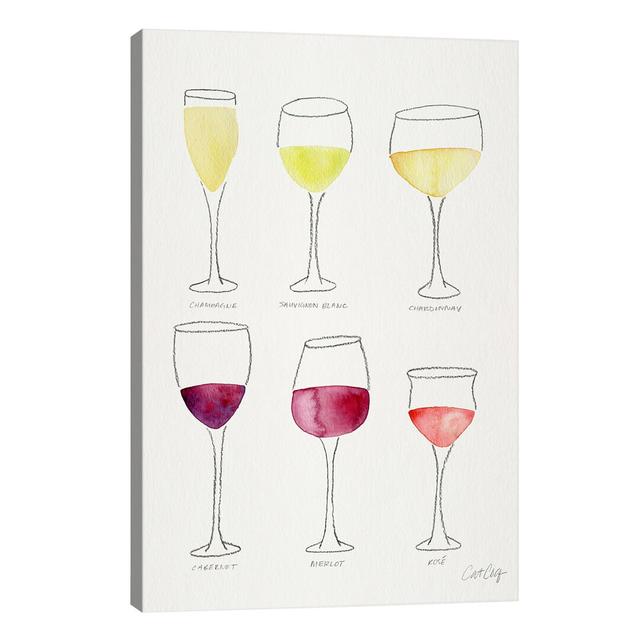 Wine Glasses by Cat Coquillette - Painting on Canvas Ebern Designs Format: Wrapped Canvas, Size: 66.04cm H x 45.72cm W x 3.81cm D on Productcaster.