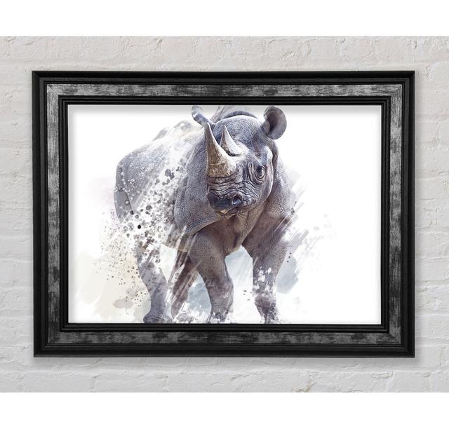 Aquarell Nashorn - Einzelner Bilderrahmen Kunstdrucke BohoLiving Größe: 84,1 cm H x 142,2 cm B x 8 cm T on Productcaster.