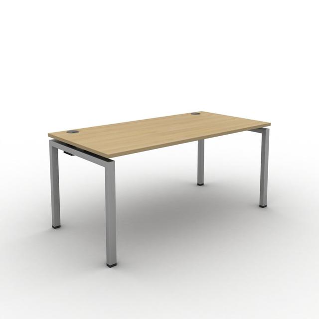 Grazian Desk Ebern Designs Size: 73cm H x 160cm W x 80cm D, Top Colour: Oak, Frame Colour: Silver on Productcaster.