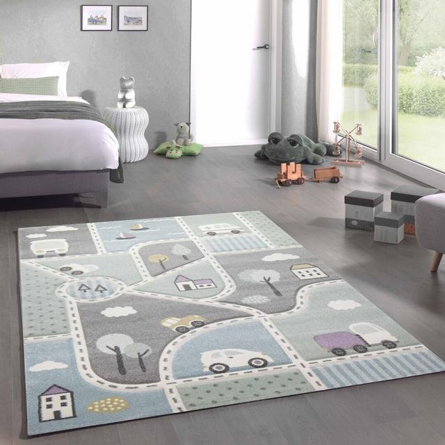 Riya Machine Woven Grey/Teal Rug Isabelle & Max Rug Size: Rectangular 200 x 290cm on Productcaster.