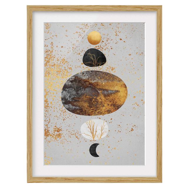 Sun and Moon in Golden Shine - Picture Frame Graphic Art Corrigan Studio Frame Option: Brown Framed, Size: 100cm H x 70cm W x 2cm D on Productcaster.