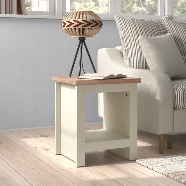 Aquitaine Lamp Side Table with Storage Fernleaf Table Base Colour: Cream/Oak on Productcaster.