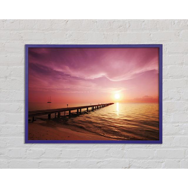 Sailboat Ocean Framed Print House of Hampton Size: 29.7cm H x 42cm W x 2cm D, Format: Purple Framed Paper on Productcaster.