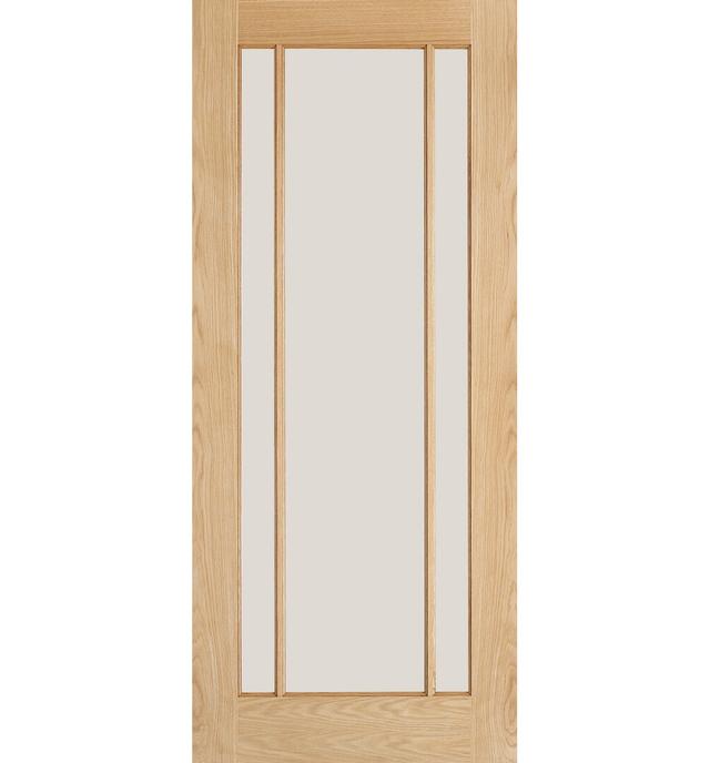 Lincoln Clear Glazed Unfinished Oak Internal Door LPD Doors Door Size: 204cm H x 62.6cm W x 4cm D on Productcaster.