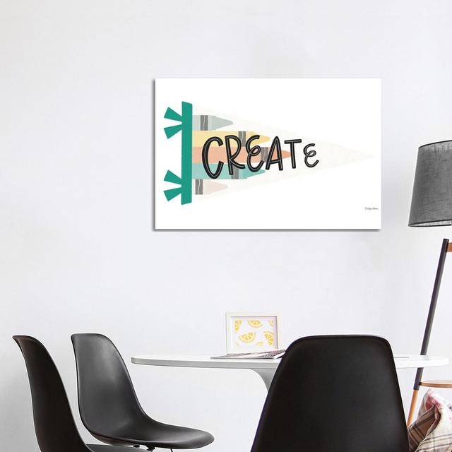 Create Pennant by Kyra Brown - Wrapped Canvas Typography Happy Larry Size: 66.04cm H x 101.6cm W x 3.81cm D on Productcaster.