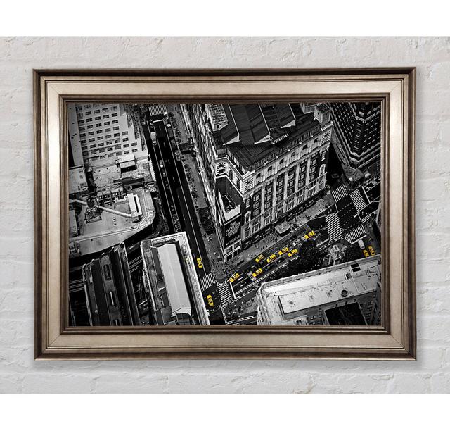 New York City Streets From Above Framed Print Ebern Designs Size: 21cm H x 42cm W x 8cm D, Format: Antique Silver Framed Paper on Productcaster.