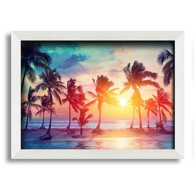 Hawaii Sunset Sea Framed Print Highland Dunes Size: 59.7cm H x 84.1cm W x 10cm D, Format: White Framed Paper on Productcaster.