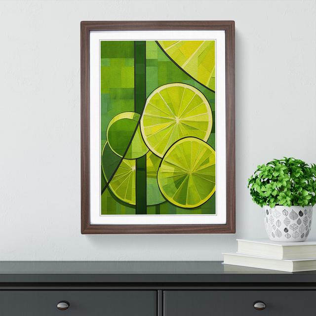 Sliced Lime Art Deco - Single Picture Frame Print on Wood Marlow Home Co. Frame Colour: Walnut, Size: 64cm H x 46cm W x 2cm D on Productcaster.