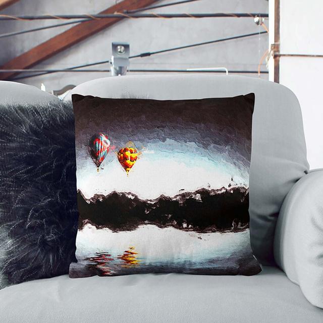 Hot Air Balloons Above a Lake in Abstract Cushion with Filling East Urban Home Size: 40cm H x 40cm W x 15cm D, Backing Colour: Stone on Productcaster.