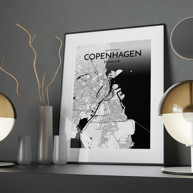 Copenhagen City Map In Ink - No Frame Print Borough Wharf Size: 27.6cm H x 19.7cm W x 0.05cm D on Productcaster.