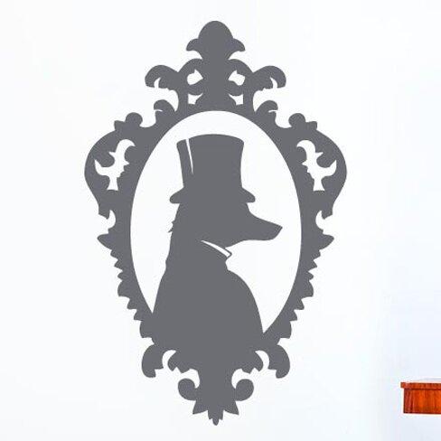 Posh Dog Profile In Ornate Frame Wall Sticker East Urban Home Colour: Shiny Gold, Size: Large on Productcaster.