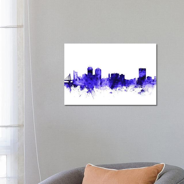 Wichita, Kansas Skyline by Michael Tompsett - Wrapped Canvas Graphic Art Latitude Run Size: 45.72cm H x 66.04cm W x 3.81cm D on Productcaster.