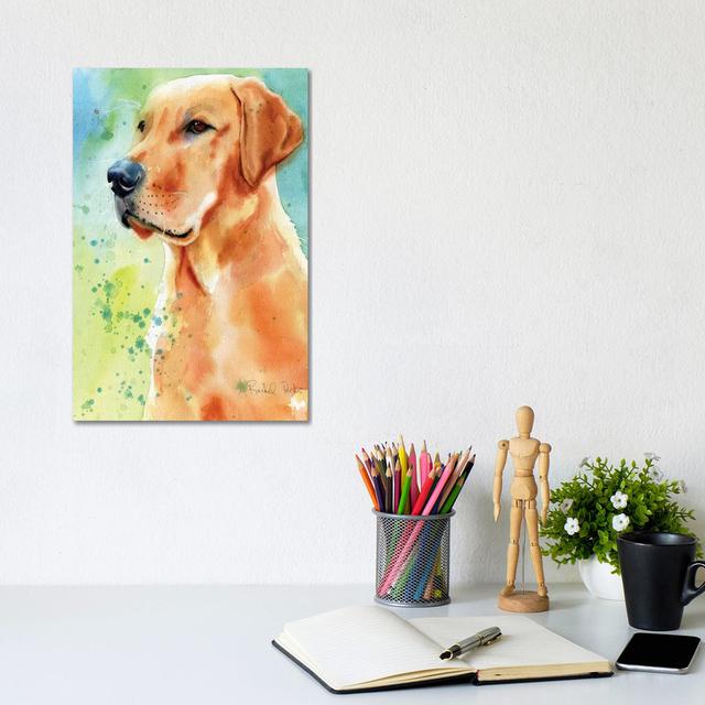 Labrador Splash by Rachel Parker - Wrapped Canvas Graphic Art ClassicLiving Size: 30.48cm H x 20.32cm W x 1.9cm D on Productcaster.