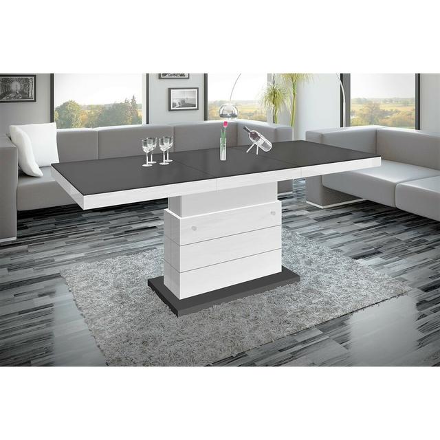 Abrahamsville Lift Top Extendable Pedestal Coffee Table Ivy Bronx Colour: Matt anthracite/High-gloss white on Productcaster.