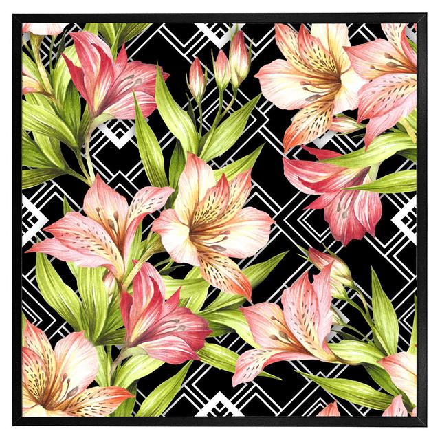 Stefanie Bright Plants On Geometric - Single Picture Frame Art Prints ClassicLiving Frame Colour: Black Framed, Size: 51cm H x 51cm W x 4cm D on Productcaster.