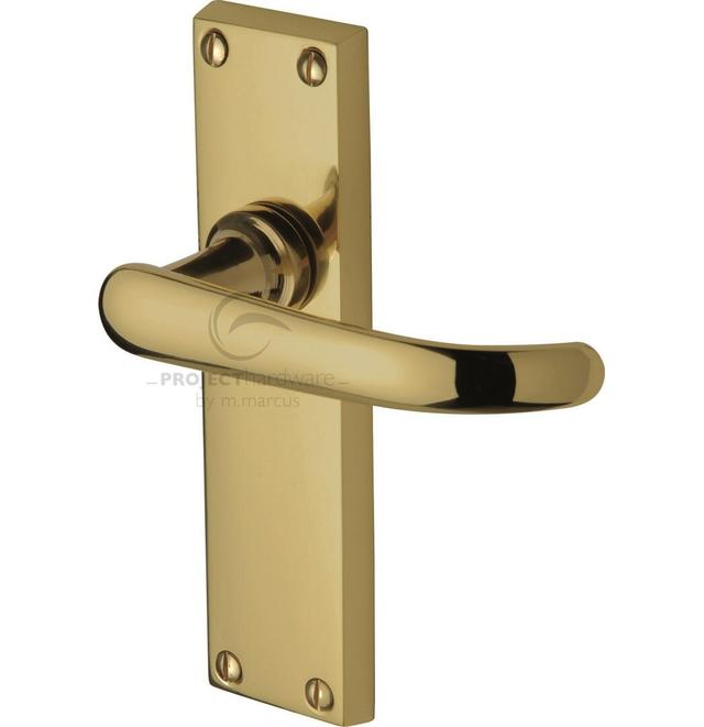 Avon Latch Door Handle (Set of 2) Heritage Brass Finish: Polished Brass on Productcaster.