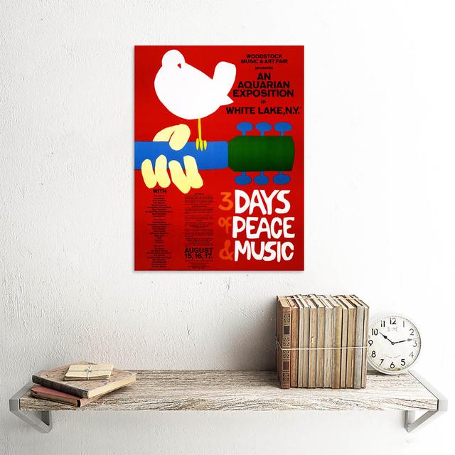 Music Festival Concert Woodstock Ny Peace Dove Love Legend Art Print Framed Poster Wall Decor Happy Larry Size: 44.5cm H x 34cm W x 0.4cm D, Format: P on Productcaster.