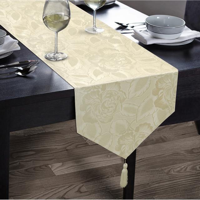 Oley Rectangle Floral Table Runner Rosdorf Park Colour: Cream, Size: 2cm W x 180cm L on Productcaster.