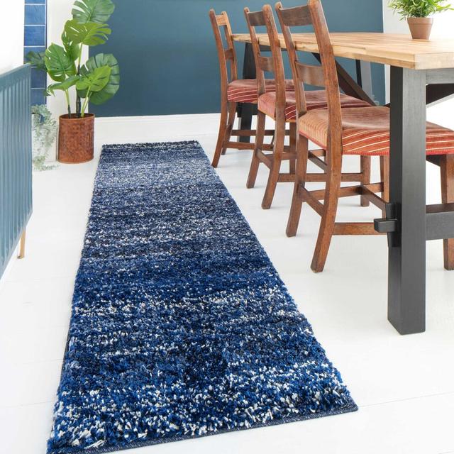 Luxury Shaggy Navy Rug Brayden Studio Rug Size: Rectangle 60 x 110cm on Productcaster.