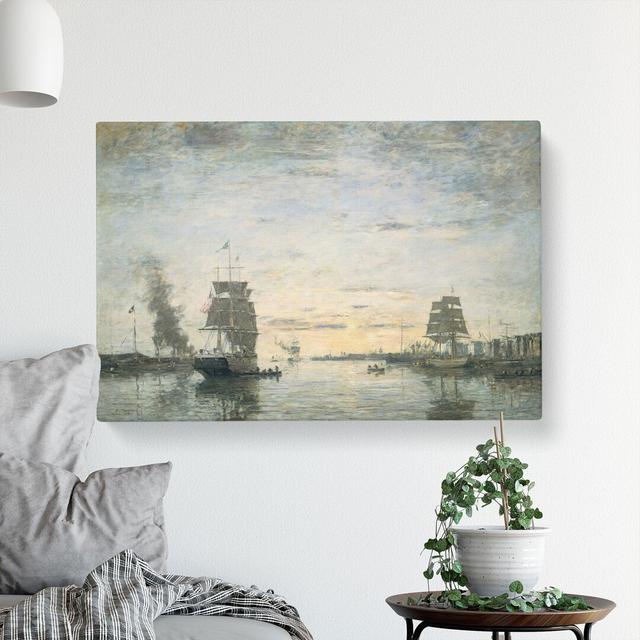 Entrance To The Harbor by Eugene Boudin - Wrapped Canvas Painting East Urban Home Size: 50cm H x 76cm W x 3cm D on Productcaster.