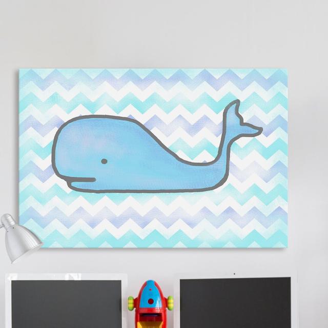 'Baby Blue Whale' by Reesa Qualia Painting Print on Wrapped Canvas East Urban Home Size: 61cm H x 91cm W x 3.81cm D on Productcaster.