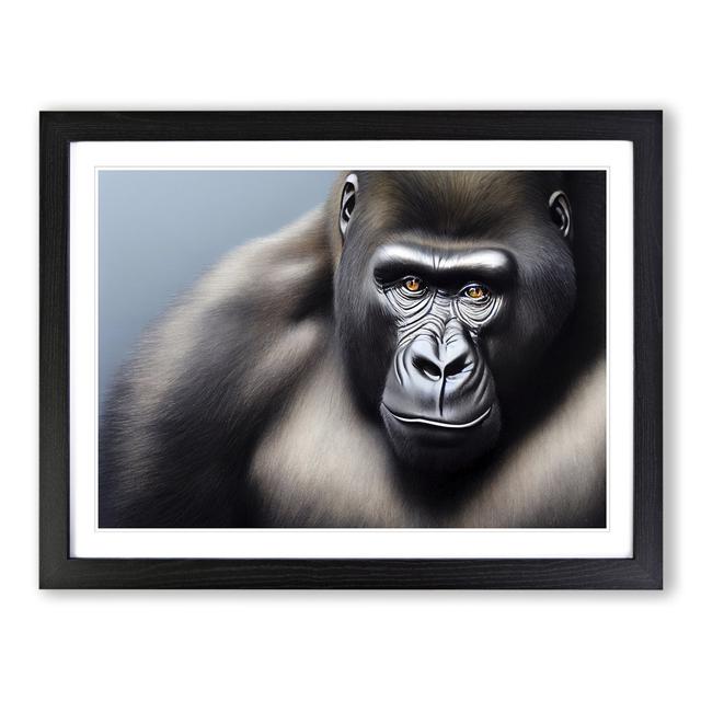 The Blessed Gorilla - Picture Frame Graphic Art World Menagerie Size: 34cm H x 46cm W x 2cm D, Format: Black on Productcaster.