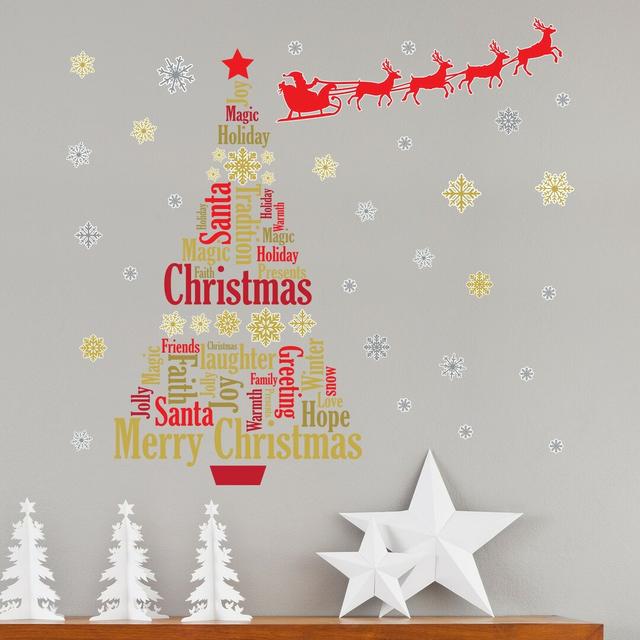 Christmas Tree Wall Sticker by The Seasonal Aisle - Santa's Sleigh Design on Productcaster.