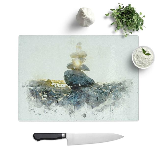 Tempered Glass Rock Cairns with Sunlight Chopping Board East Urban Home Size: 28.5 cm W x 20 cm L on Productcaster.