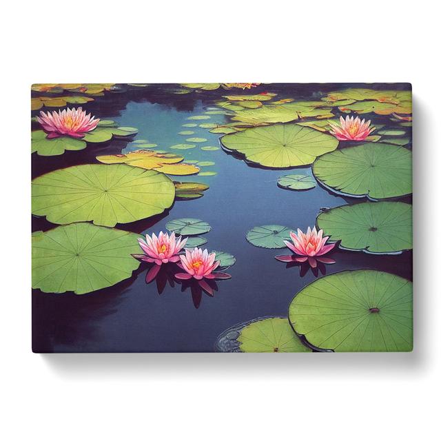 Precious Water Lily Pond - Wrapped Canvas Graphic Art Marlow Home Co. Size: 40cm H x 60cm W x 3cm D on Productcaster.