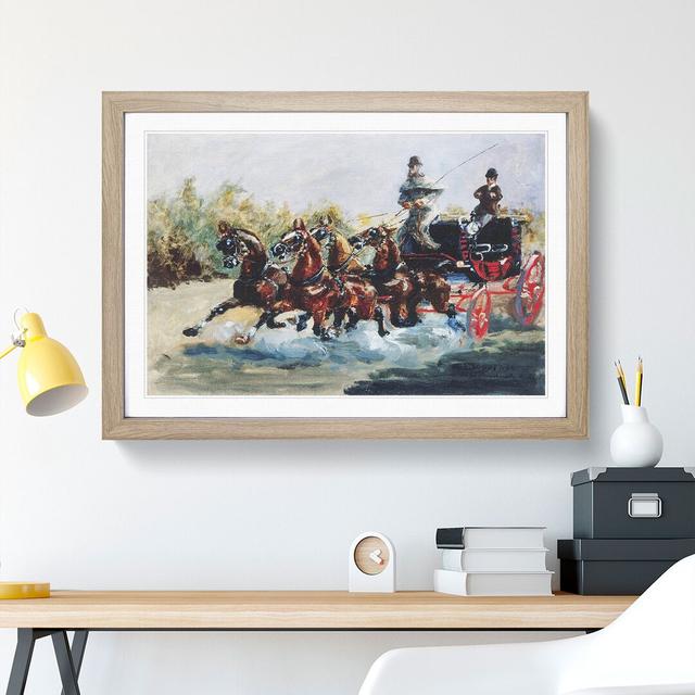 Horses with Cart by Henri de Toulouse-Lautrec - Picture Frame Painting East Urban Home Size: 36cm H x 48cm W x 2cm D, Frame Option: Oak Framed on Productcaster.