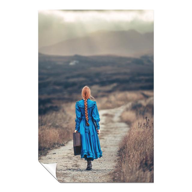 Panther Print Fine Art Prints Girl In Vintage Blue Dress On Her Way Home Artistic Unframed Poster, Pictures For Home Walls, Bedroom, Living Room & Bat on Productcaster.