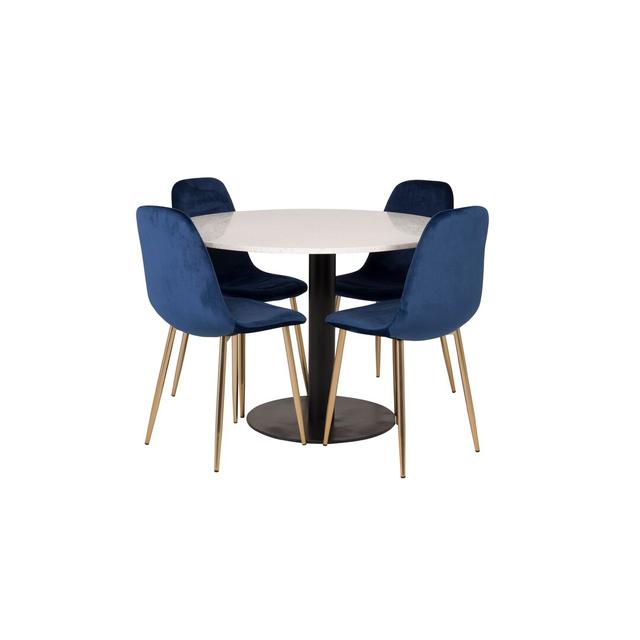 Withernsea 4 - Person Dining Set Canora Grey Colour (Table Top): White, Colour (Chair): Dark Blue on Productcaster.