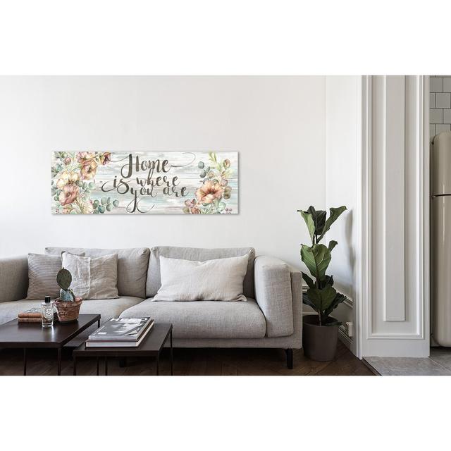 Blush Poppies On Shiplap: Home - Wrapped Canvas Painting Brambly Cottage Size: 51 cm H x 152 cm W on Productcaster.