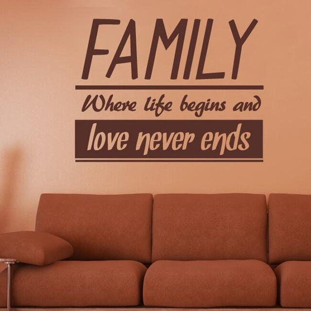 Family Where Life Begins And Love Never Ends Wall Sticker 17 Stories Size: Medium, Colour: Violet on Productcaster.