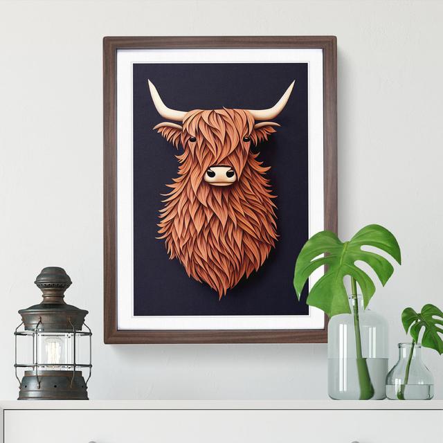 Bust Of A Highland Cow - Print Natur Pur Size: 66cm H x 48cm W x 2cm D, Format: Walnut Framed, Matte Colour: White on Productcaster.