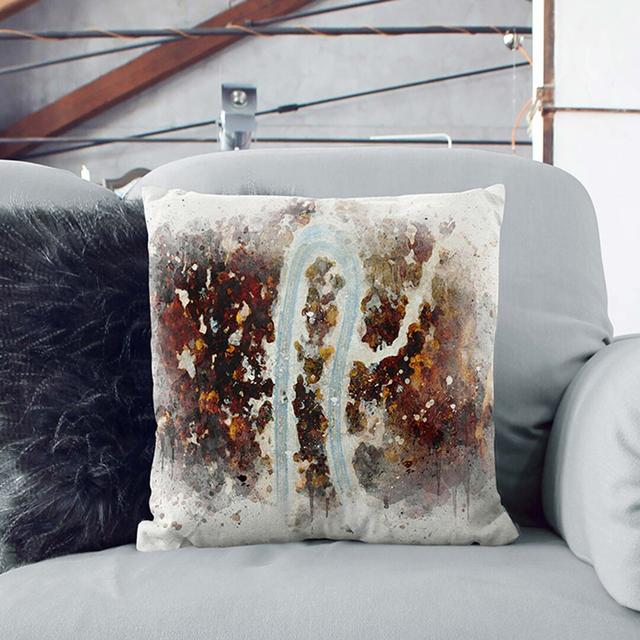 Bend in the Forest Road in Abstract Cushion with Filling East Urban Home Size: 40 x 40 cm, Backing Colour: White on Productcaster.