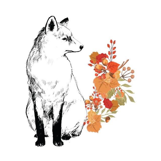 Sitting Leaf Fox - Wrapped Canvas Painting Alpen Home Size: 76cm H x 76cm W x 3.8cm D on Productcaster.