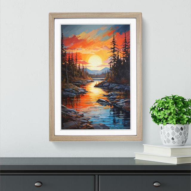 Lake Expressionism No.3 - Single Picture Frame Print on Wood Alpen Home Size: 46cm H x 34cm W x 2cm D, Format: Oak Framed on Productcaster.