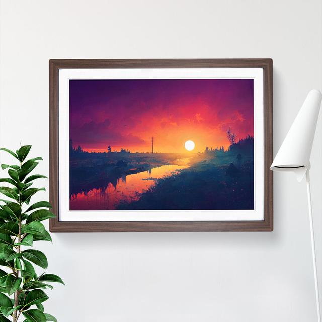 City Sunset - Picture Frame Graphic Art Marlow Home Co. Size: 46cm H x 64cm W x 2cm D, Frame Colour: Walnut Framed on Productcaster.