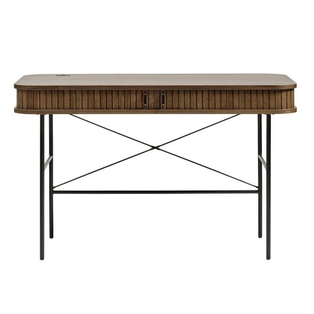 120cm W Oval Writing Desk Ebern Designs Colour: Smoked Oak on Productcaster.