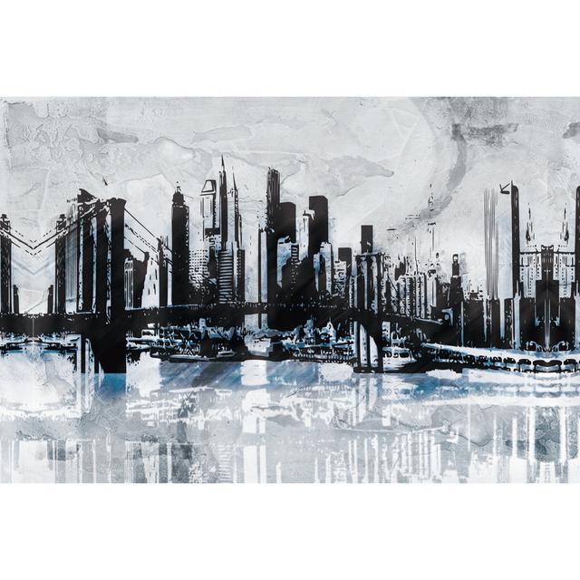 Steel Blue Cityscape - Wrapped Canvas Painting Marlow Home Co. Size: 20cm H x 30cm W x 3.8cm D on Productcaster.