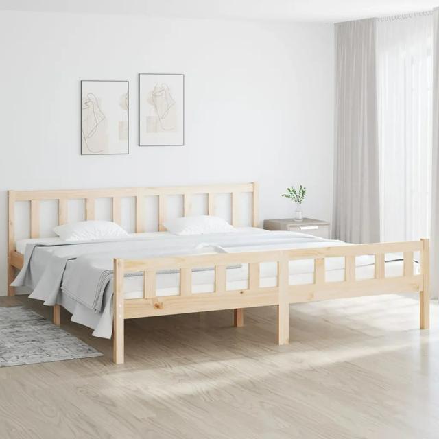 Bed Frame Solid Wood Marlow Home Co. Size: Super King (6'), Colour: Brown on Productcaster.