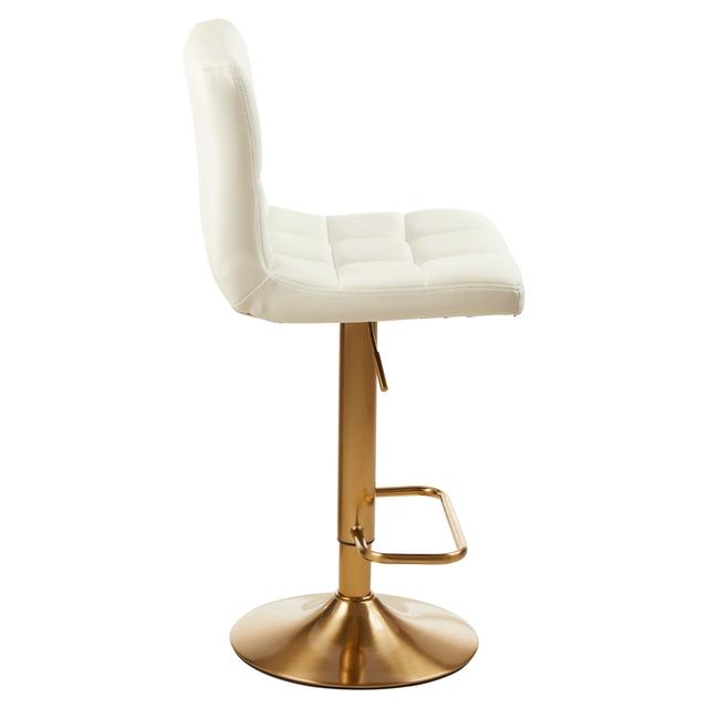 Tricia Height Adjustable Swivel Bar Stool Ivy Bronx Upholstery Colour: White on Productcaster.