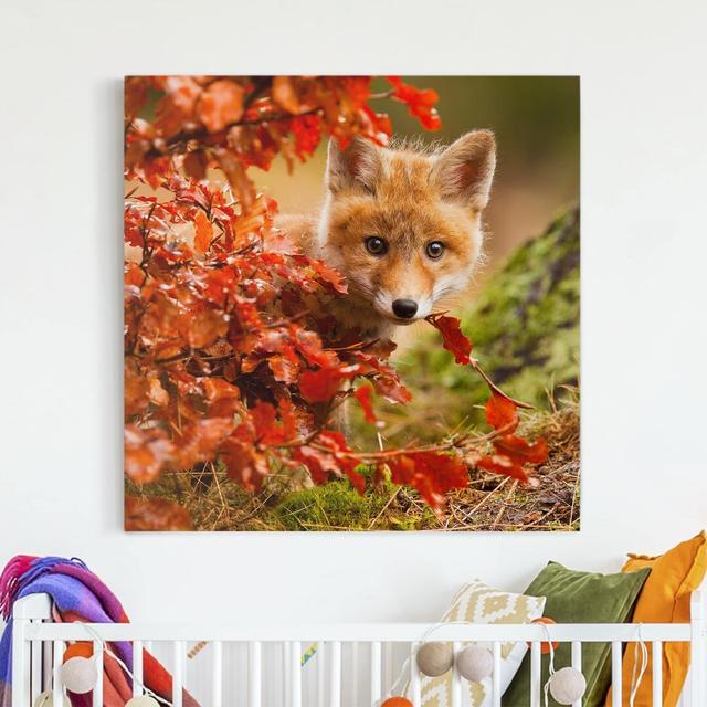 Leinwandbild Fuchs im Herbst Union Rustic Größe: 50 cm H x 50 cm B, Format: 330g/qm Recycled Canvas on Productcaster.