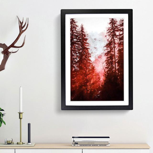 Mountain Through the Forest in Abstract - Picture Frame Graphic Art Print East Urban Home Size: 36cm H x 27cm W x 2cm D, Frame Option: Black Framed on Productcaster.