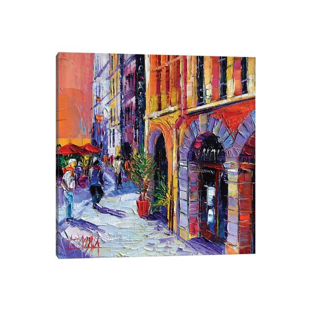 A Walk In Old Lyon Quarter by Mona Edulesco - Wrapped Canvas Painting ClassicLiving Size: 45.72cm H x 45.72cm W x 1.91cm D on Productcaster.